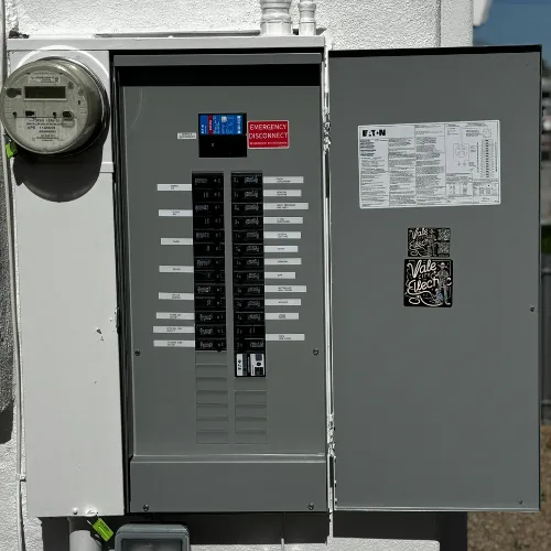 200 amp panel upgrade in Scottsdale Arizona by Vale City Electric with clean labeling, underground service, inspection sticker, and branding for future remodel projects